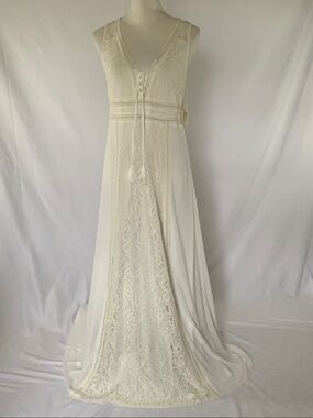 Altar'd State Cream Lace-Panel Maxi Dress